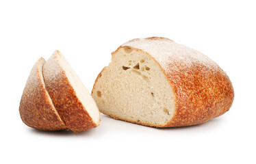 Pieces of fresh bread isolated on white