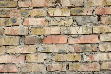 Texture of old brick wall as background, closeup