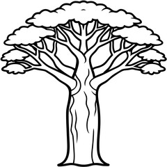 Baobab line art vector
