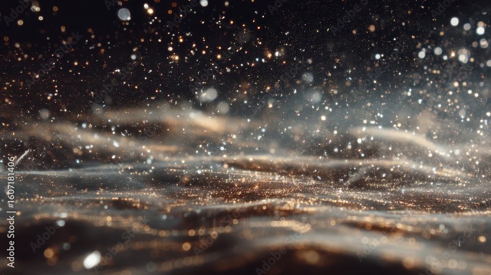 Poster macro shot of dust particles creating a magical scene on glass surface