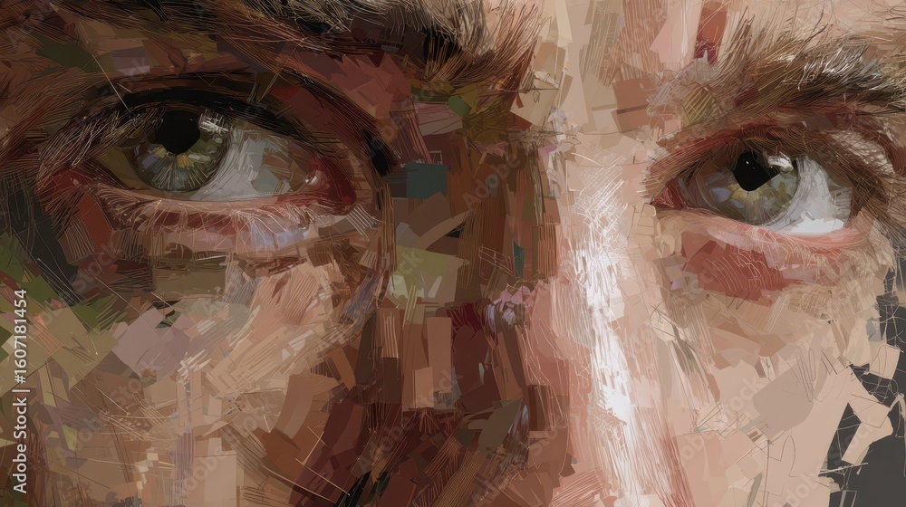 Poster digital painting with intentional errors and distortions in artwork