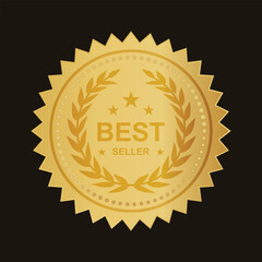 Best seller sticker label gold badge laurel