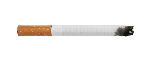 One burnt cigarette butt isolated on white