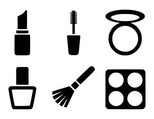 Makeup collection with lipstick mascara compact brush and nail polish cosmetic beauty