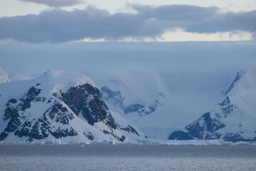 Antarctica snow capped mountains