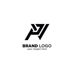 Modern Unique P and V Letter Monogram Logo with White Background.