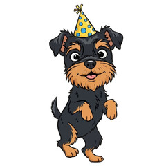 Cute Affenpinscher Dog with Party hat funny vector illustration