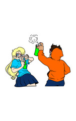 teenager spray painting wall - urban street art illustration - AEROSOL 3.ai