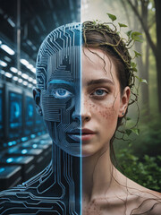 Cyborg nature fusion portrait technology