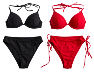 Minimalist Bikini Set – Flat Lay on White Background PNG