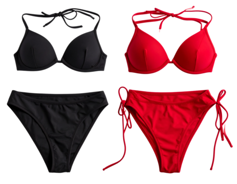 Minimalist Bikini Set – Flat Lay on White Background PNG - Powered by Adobe