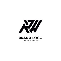 Modern Unique R and W Letter Monogram Logo with White Background.