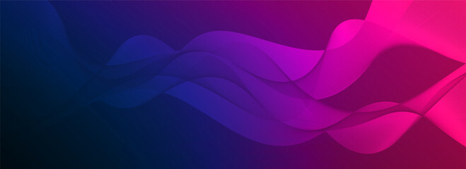 Modern abstract pink blue gradient flowing wave lines banner background. Shiny moving lines design element. Glowing wave.