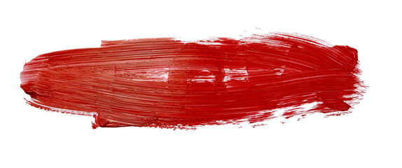 Vivid crimson brushstroke isolated on transparent background, perfect for adding a touch of color to designs