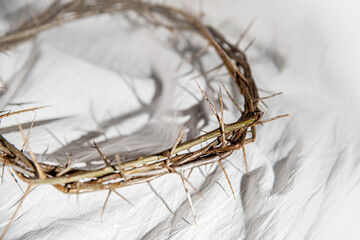 Crown of Thorns associated with the Passion of Jesus Christ. Symbol of the Crucifixion at Calvary and Good Friday in Christianity according to the New Testament