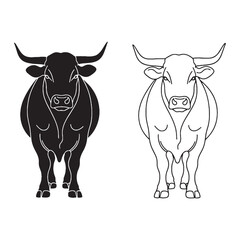 Ancient Significance Implied - Ox Vector Creation - Smoothly Rendered Silhouette and Lineart Set - Ox silhouette - Ox lineart - Ox vector - vector set of Ox

