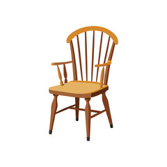 Vector Illustration of a Windsor Chair Furniture Design Isolated on White Background