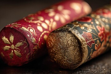 Close-up of ornate cylindrical objects