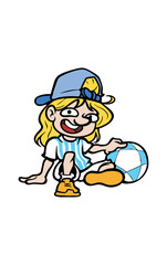 children playing with soccer balls - footbal kids illustration - NIñA.ai