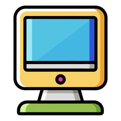 Retro Computer Monitor Icon with Yellow and Green Color Scheme