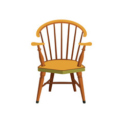 Vector Illustration of a Windsor Chair Furniture Design Isolated on White Background