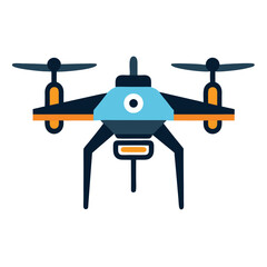 Modern Drone Illustration with Blue and Orange Accents on White Background
