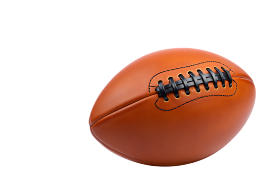 Close up of a brown american football isolated on transparent background