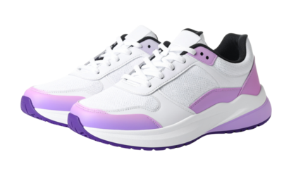 Gradient Sneakers in White, Pink, and Purple – Side Profile on White Background