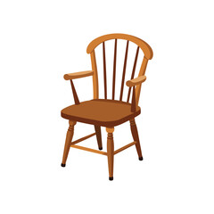 Vector Illustration of a Windsor Chair Furniture Design Isolated on White Background