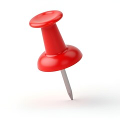 Modern 3D Red Push Pin Realistic Plastic Thumbtack Isolated on Transparent Background