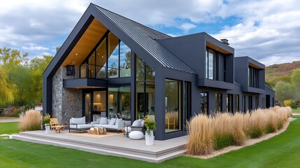 Modern Home Design with Sleek Architecture and Lush Surroundings in Nature