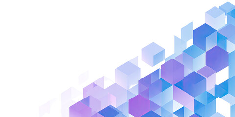 Obraz premium Abstract geometric design of overlapping cubes in shades of blue and purple