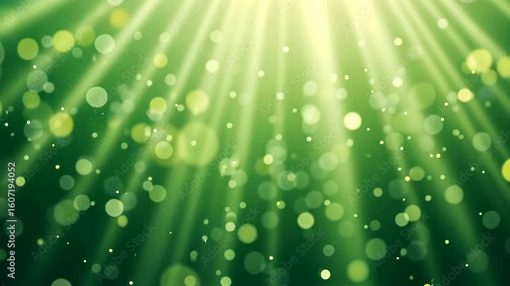 Aufkleber vibrant green light rays and bokeh effect dynamic video background
