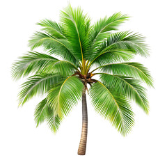 Fototapeta premium single coconut palm tree with green fronds isolated on white and transparent background