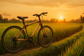 Fototapeta premium bicycle on sunset background