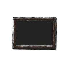 Blackboard in rustic wooden frame on white background  