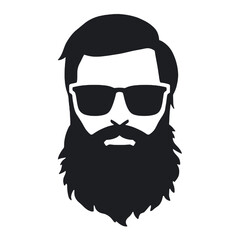Beard with sunglasses in minimalist black silhouette design  