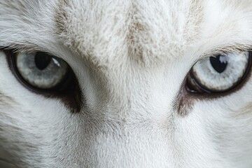 Close-up on a white panther eyes on black 