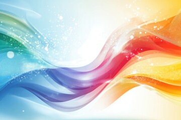 Obraz premium Abstract rainbow waves with glowing particles