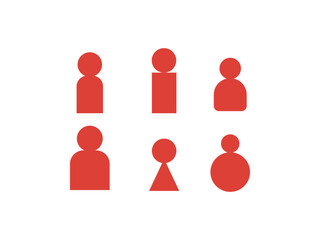 赤色の人物のアイコンのイラストのセット