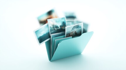 Folder with photographs representing digital files and data