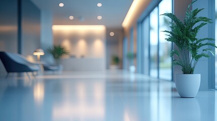 Blurred Office Lobby or Clinic Corridor - Luxury Interior Design 