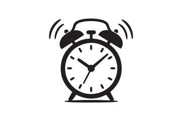 Alarm clock ringing silhouette vector art illustration on white background
