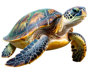  Green Turtle Isolated on Transparent Background