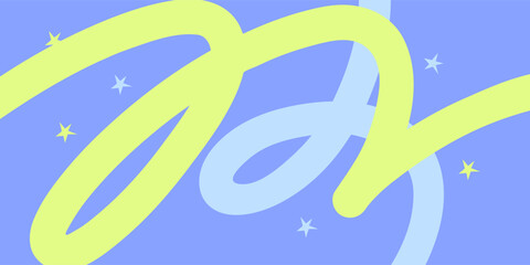 Abstract playful minimal background with wavy line. Poster with organic curvy curly stripe.