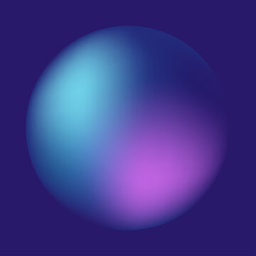 A holographic Neon Glow Gradient Sphere in Blue, and Purple. Vibrant Gradient Banner with Dark Glow Gradient background. Vector Illustration
