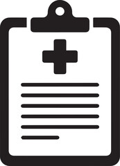 Obraz premium Vector illustration set of medical first aid and health care computer icons, including clipboard, plus, minus, and cross symbols