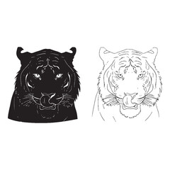 Massive Build Illustrated - Tiger Body Outline Package - Defined Silhouette and Precise Lineart - Tiger silhouette - Tiger lineart - Tiger vector - silhouette & lineart of Tiger

