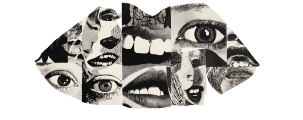 Collage of faces in black and white