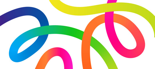Obraz premium Color Gradient Line Background. Abstract Curve, Wave and Spiral Ribbons. Vector Rainbow Colored Pattern.